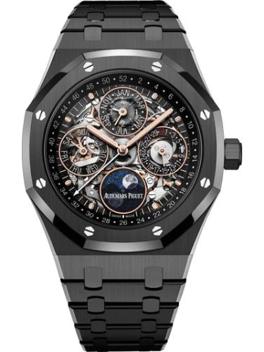 Audemars Piguet Royal Oak Perpetual Calendar Openworked Black Ceramic Watch - 26585CE.OO.1225CE.01 - Luxury Time NYC